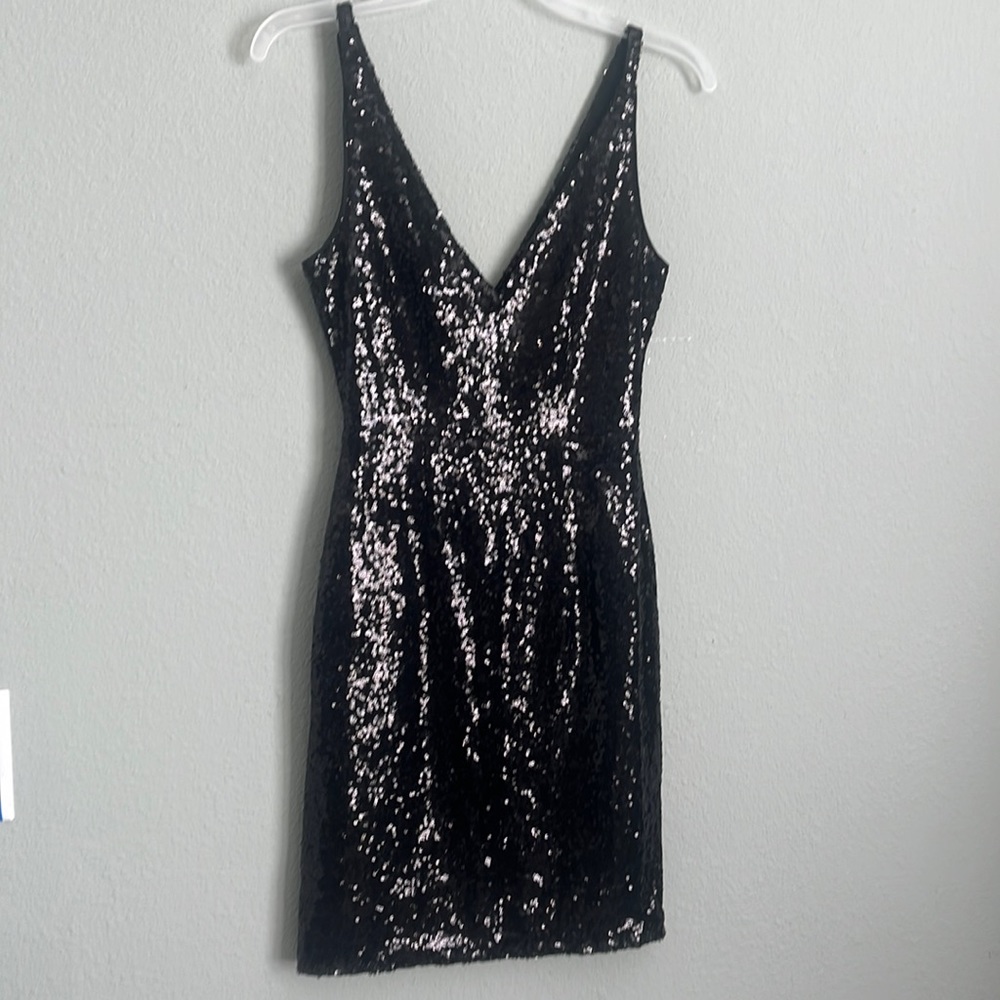 Black Sequin Mini Dress